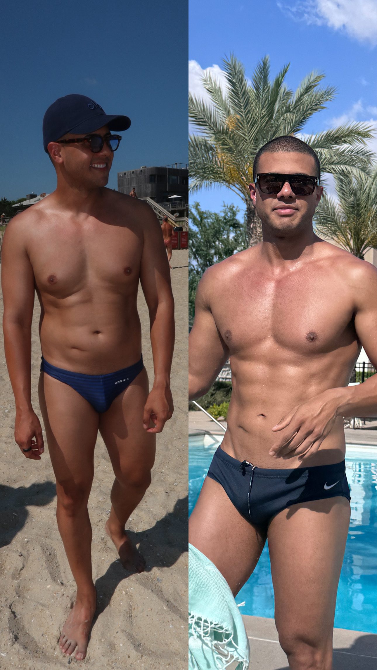 Before and after one year of clean eating and anti-inflammatory grocery shopping.