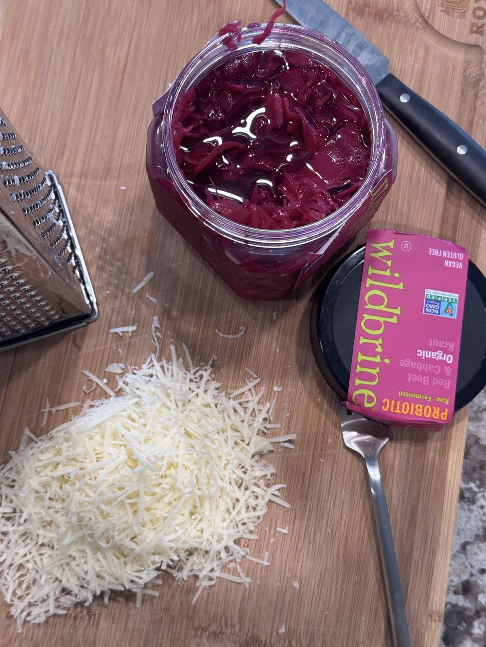 Breakfast with pecorino and kimchi — gut-friendly and anti-inflammatory.