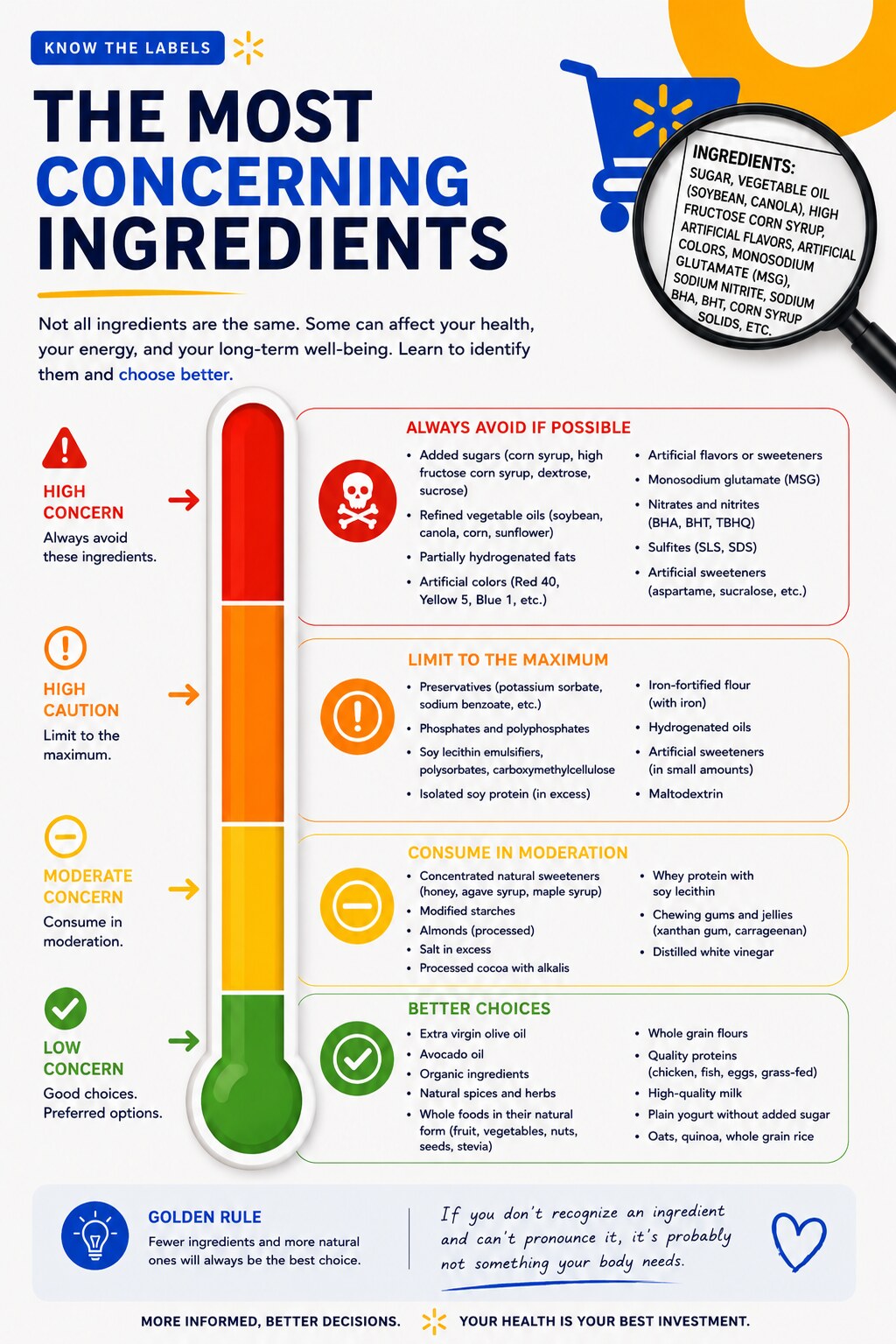 Walmart Guide preview — visual thermometer of concerning ingredients.